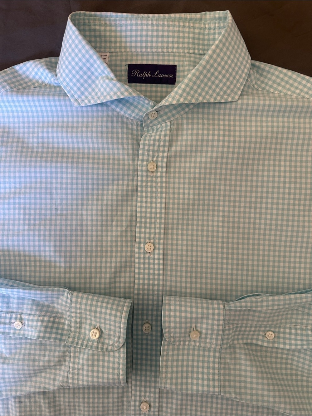 Ralph Lauren Purple Label Gingham Mint Green White Men’s Dress Shirt Size XXL - Picture 7 of 9
